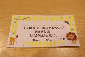 鉄棒に挑戦しています